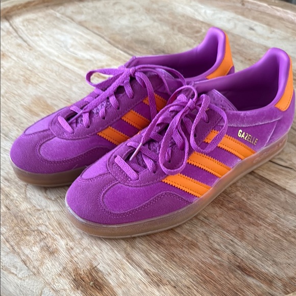 Adidas Gazelle Women's Purple and Orange Sneakers - Picture 1 of 5